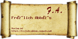 Frölich Abbás névjegykártya